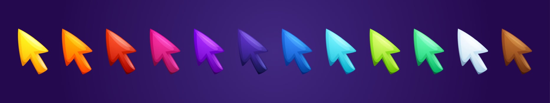 Colorful arrows, mouse cursors for computer game vector