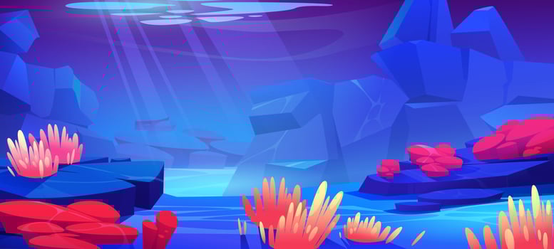 Underwater sea landscape with marine animals vector