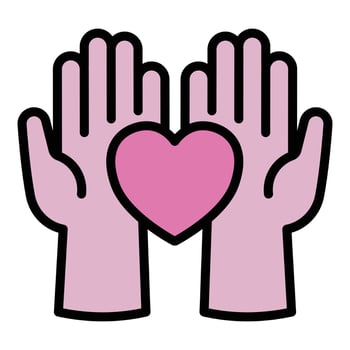 Care love hands icon outline vector. Social help vector