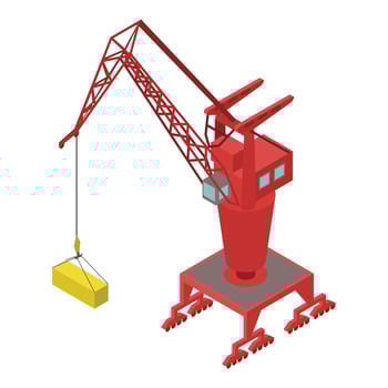 Port container crane icon, isometric style vector