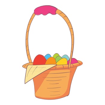 Easter basket icon, cartoon and flat style vector
