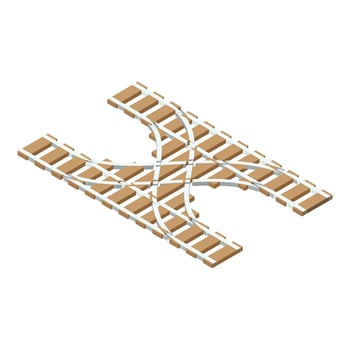 Railway intersection icon, isometric style vector