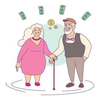 Retirement compensation icon, cartoon and flat style vector