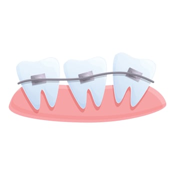 Tooth braces dentistry icon, cartoon style vector