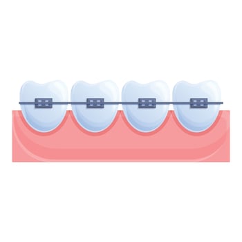 Tooth braces dental icon, cartoon style vector