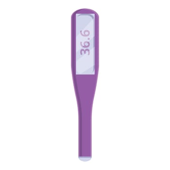 Scanner digital thermometer icon, cartoon style vector