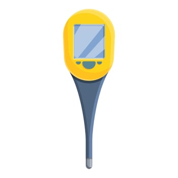 Flu digital thermometer icon, cartoon style vector