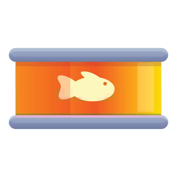 Cat food tin icon, cartoon style vector