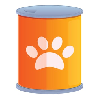 Cat food tin can icon, cartoon style vector