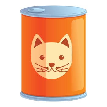 Cat food dish icon, cartoon style vector