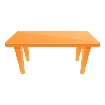 Room wood table icon, cartoon style vector