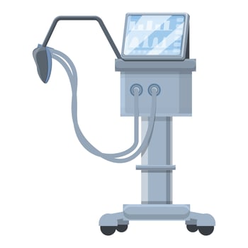 Hospital ventilator medical machine icon, cartoon style vector