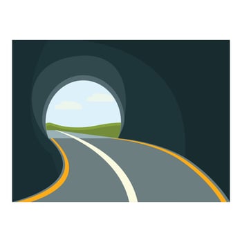 Long tunnel icon, cartoon style vector