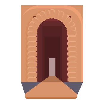 Tunnel rail icon, cartoon style vector