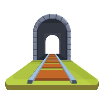 Tunnel mountain icon, cartoon style vector