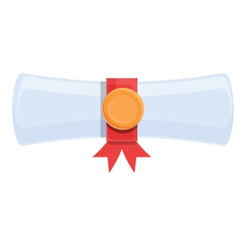 Graduation paper diploma icon, cartoon style vector