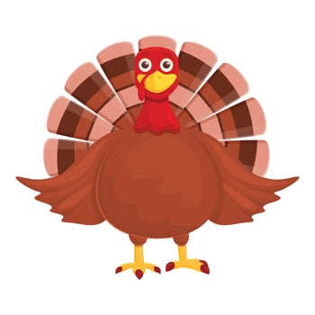 Thanksgiving turkey smiling icon, cartoon style vector