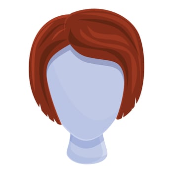 Short wig icon, cartoon style vector