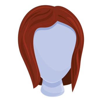 Female wig icon, cartoon style vector