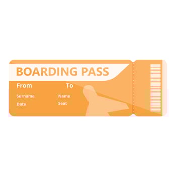 Coupon boarding pass icon, cartoon style vector