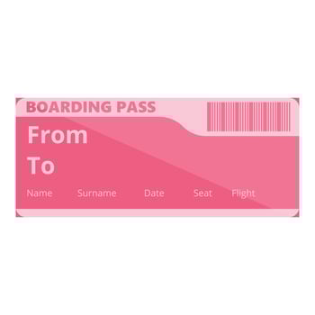 Holiday boarding pass icon, cartoon style vector