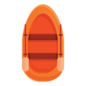 Top view rescue boat icon, cartoon style vector