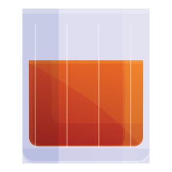 Bourbon whiskey glass icon, cartoon style vector