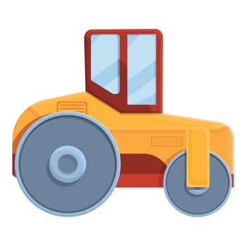 Road roller icon, cartoon style vector