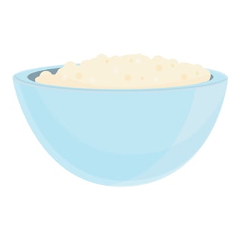 Dairy bowl icon, cartoon style vector