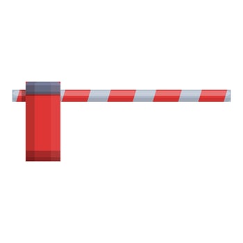 Railroad barrier crossing icon, cartoon style vector