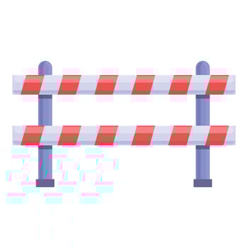 Railroad block barrier icon, cartoon style vector