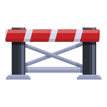 Railroad barrier gate icon, cartoon style vector