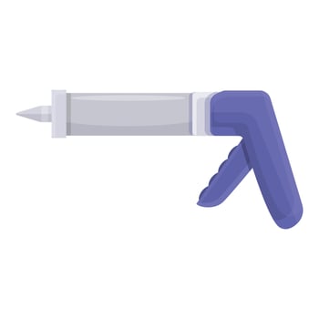 Tool silicone caulk gun icon, cartoon style vector