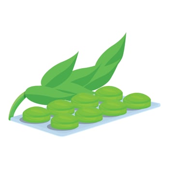 Medical leaf cough drops icon, cartoon style vector