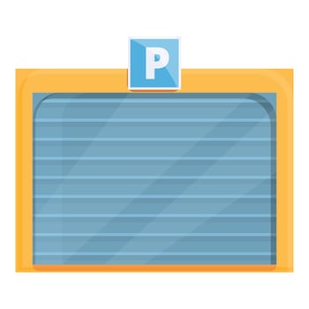 Paid parking garage icon, cartoon style vector