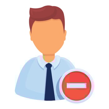 Delete manager user icon, cartoon style vector