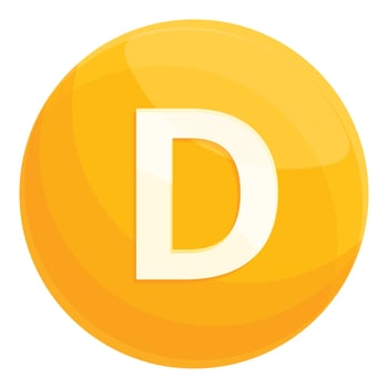 Organic vitamin d icon, cartoon style vector