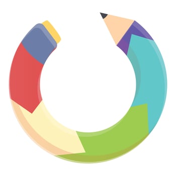 Round pencil icon cartoon vector. Creative writing vector