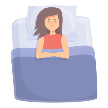 Woman insomnia icon cartoon vector. Bed sleep vector