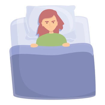 Female insomnia icon cartoon vector. Bed sleep vector