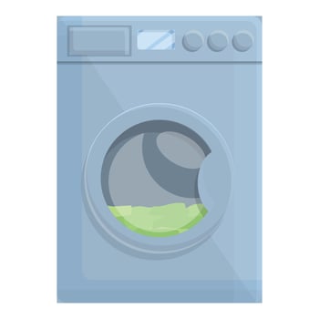 Home wash machine anti-money laundry icon, cartoon style vector