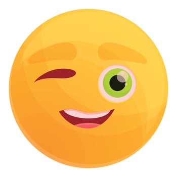 Winking emoticon icon, cartoon style vector