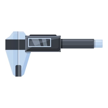 Digital micrometer metal icon, cartoon style vector