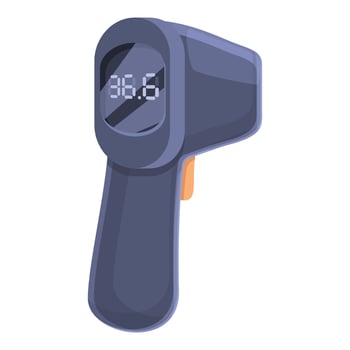 Cheap laser thermometer icon, cartoon style vector