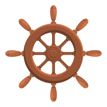 Ship wheel icon, cartoon style vector