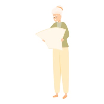 Grandma travel map icon cartoon vector. Senior woman vector