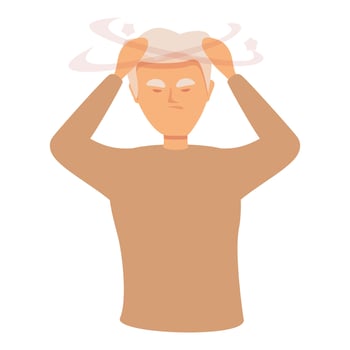 Man sick icon cartoon vector. Brain pain vector