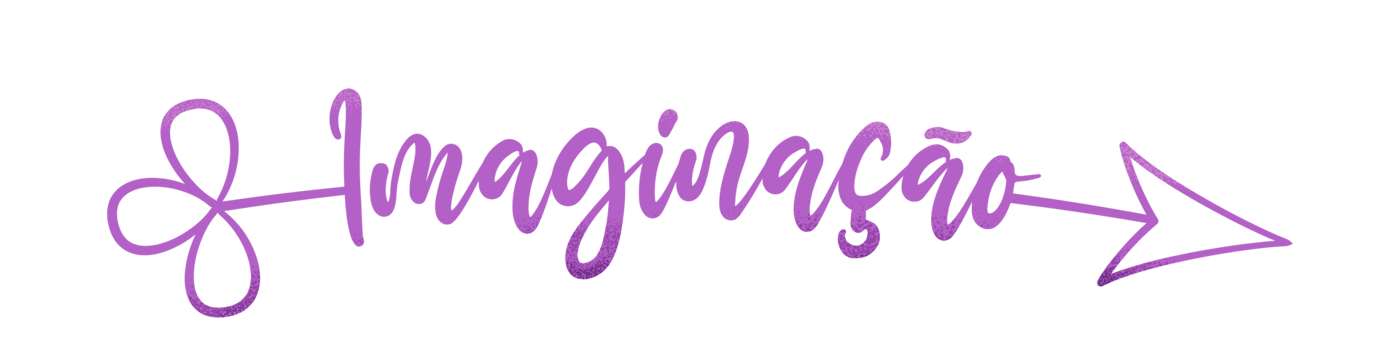 Purple arrow with the word imagination in Brazilian Portuguese. Translation - Imagination. png