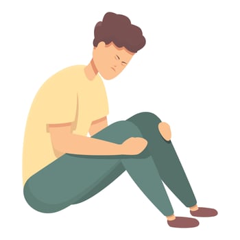 Sad school kid icon cartoon vector. Bully student vector