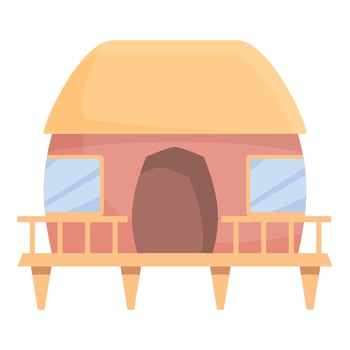 Tropical bungalow icon cartoon vector. Sea villa vector